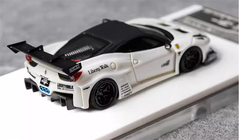 Flame Ferrari 458 GT LBWK wide body modified car Limited Edition 299PCS ONLY White Black Top noctilucent 1:64 Car Pre-built Model view4
