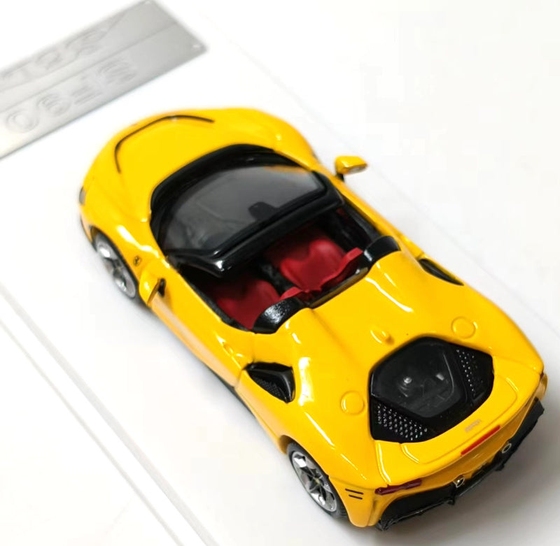 Solo Model Ferrari SF90 supercar Yellow convertible 1:64 Car Pre-built Airliner Model Display view5