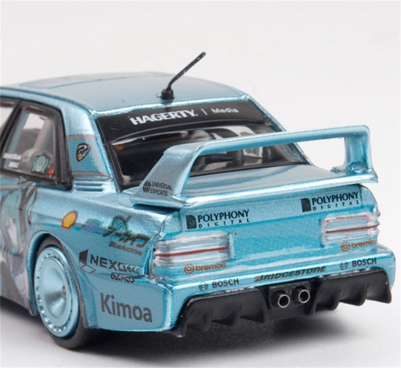 RHINO MODEL Mercedes Benz 190 EVO II Wide-Body Ice Blue Modified Limited Edition 499PCS ONLY 1:64 car Pre-built Model view6