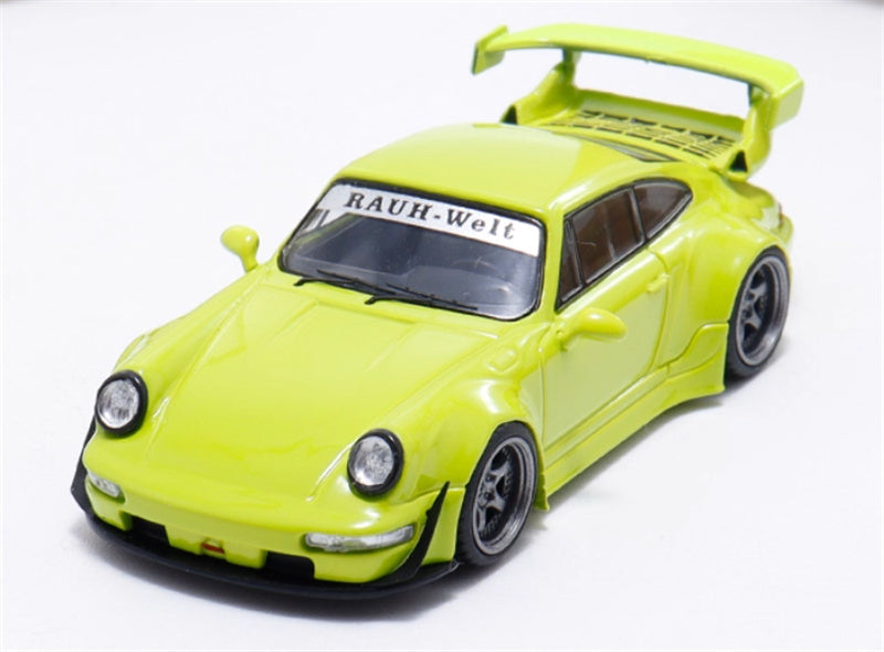 DECODE Porsche RWB 964 Acid Green RAUH - Welt 1:64 Car Pre-built Model view1