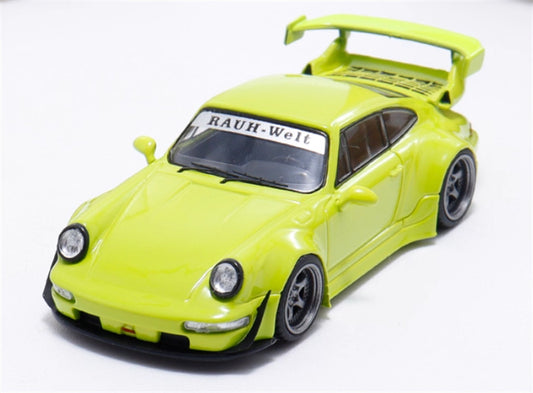 DECODE Porsche RWB 964 Acid Green RAUH - Welt 1:64 Car Pre-built Model view1