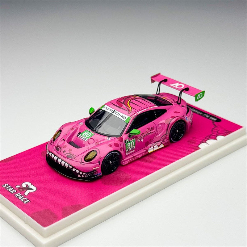 1:64 Hino H300 & Porsche dinosaur Painting Pink TOP LUX x STAR RACE Set DIECAST Model