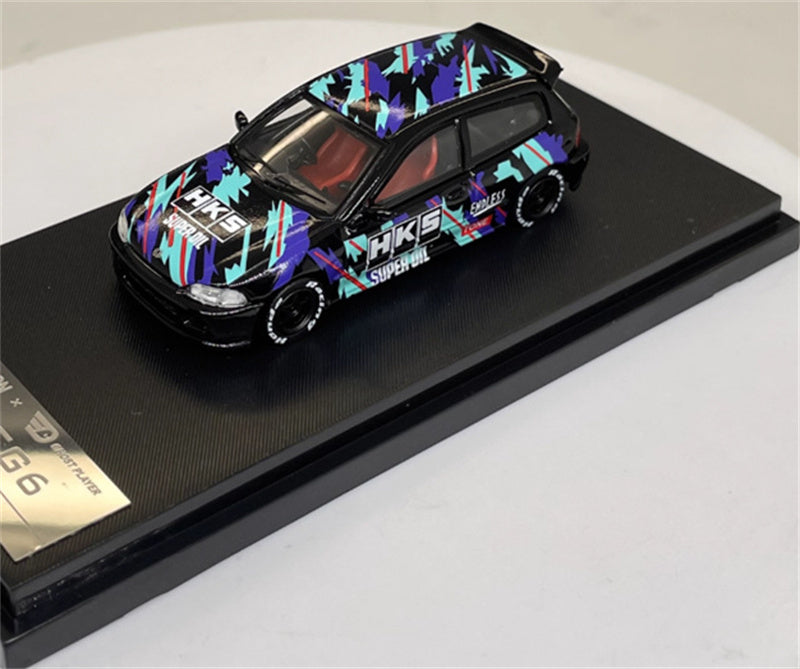 SW Honda Civic EG6 HKS coating Limited Edition 499PCS ONLY 1:64 Car Pre-built Model view1