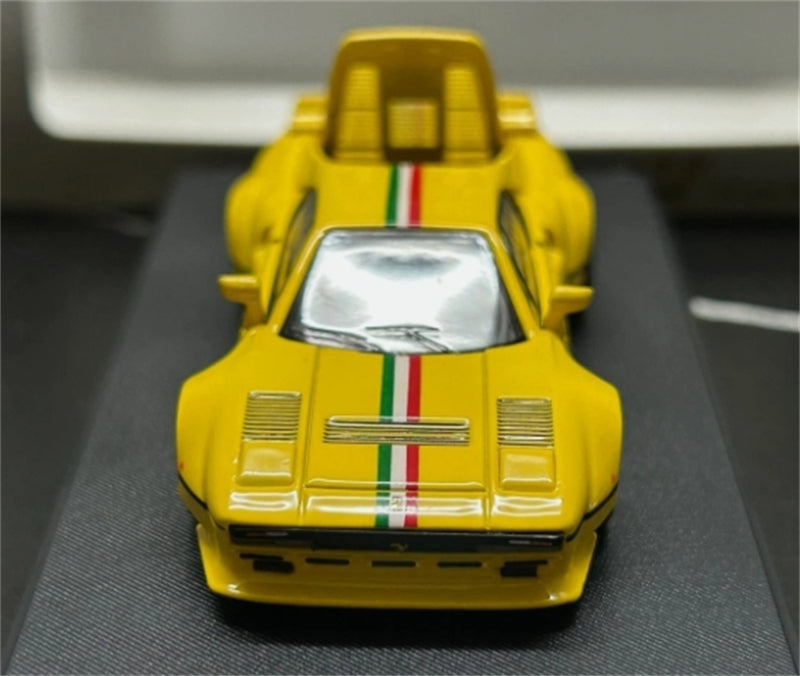 Hone Model Ferrari 288 GTO Yellow w/ Stripe Widebody 1:64 car Pre-built Model view6
