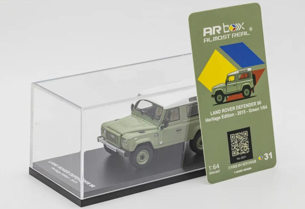 1:64 AR Box Land Rover Defender 90 Heritage 2015 Green Diecast Model