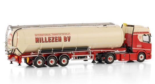 WSI SCANIA R HIGHLINE CR20H 4X2 TIPPER BULK TRAILER - 3 AXLE Nillezen Transport 1:50 Truck Pre-built Model