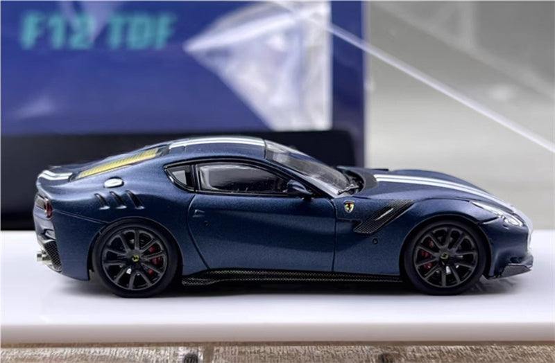 Stance Hunters Ferrari F12 TDF Supercar Limited Edition 499PCS ONLY Tour de France blue - white stripes 1:64 Car Pre-built Model view3