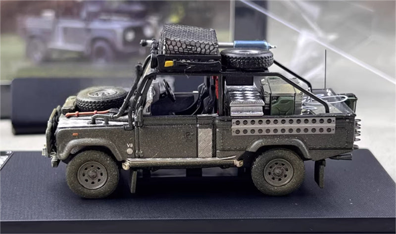 SW Land Rover Defender 110 Silver Grey Muddy Edition 1:64 car Pre-built Model view3