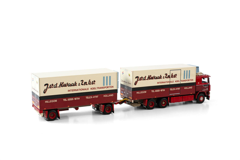 WSI VOLVO F12 6X2 TAG AXLE RIGED REFRIGERATED COMBI - 5 AXLE  VAN DER KWAAK 1:50 Truck Pre-built Model