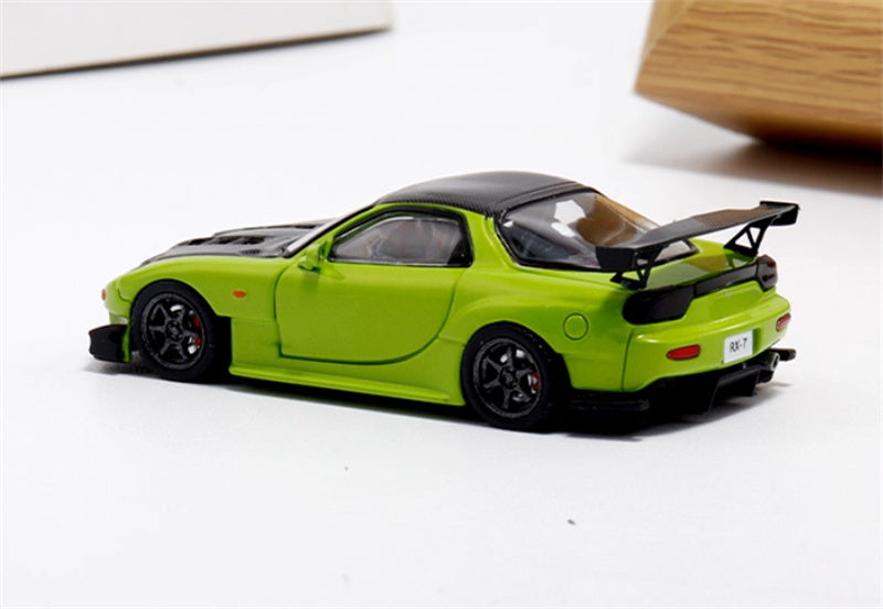 mymodelcollect Mazda RX-7 FD3S Green carbon Hood 1:64 Car Pre-built Model view2