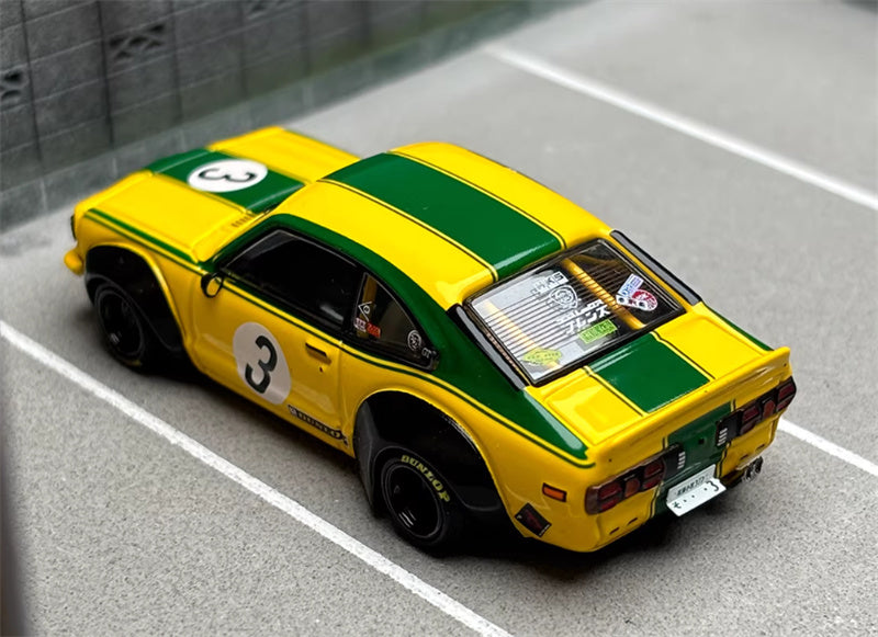 INNO64 Mazda RX3 LBWK Wide Body Modified Yellow # 3 1:64 car Pre-built Model view7