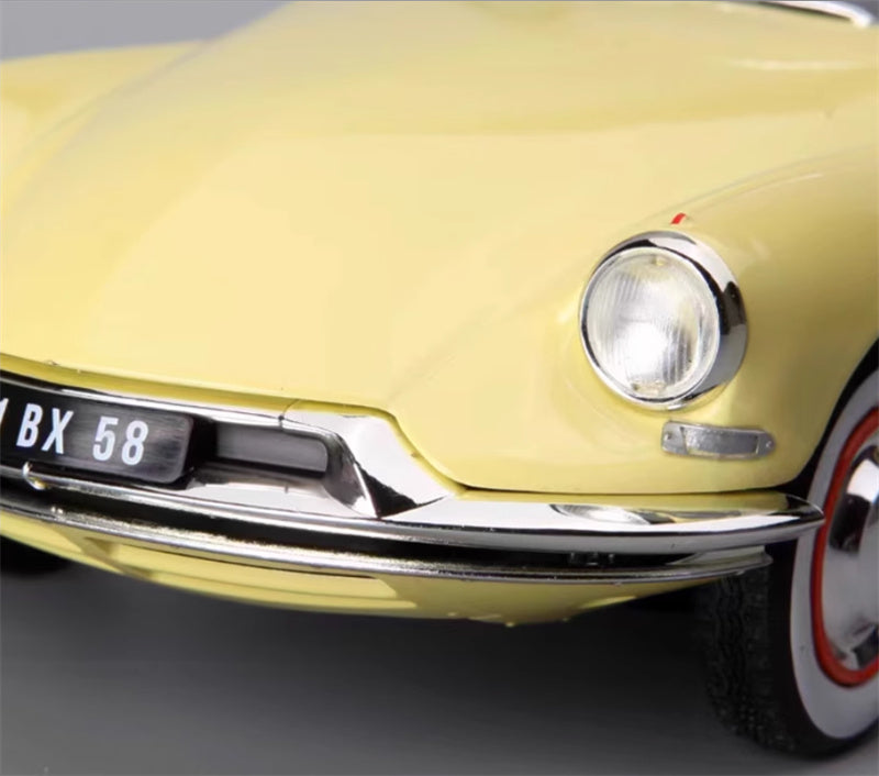 NOREV Citroen DS19 with trailer RV YELLOW WHITE 1:18 Car Pre-built Model view9