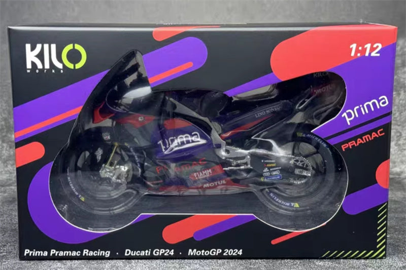 Kiloworks MOTOGP PRAMAC Ducati Motorcycle Purple GP24 Martin 89# 1:12 motorcycle Pre-built Model