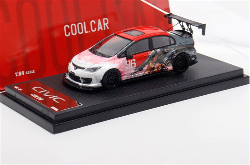 COOL.CAR Honda Civic FD2 explosive redesign mecha livery Red regular version Limited Edition 500PCS ONLY 1:64 Car Pre-built Model view1