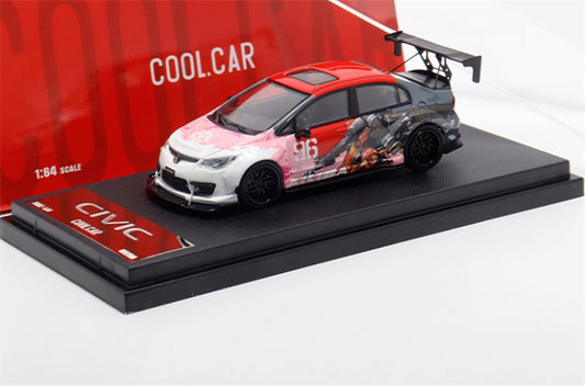 COOL.CAR Honda Civic FD2 explosive redesign mecha livery Red regular version Limited Edition 500PCS ONLY 1:64 Car Pre-built Model view1