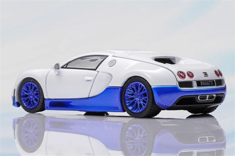 Mortal Bugatti Veyron White Pearl Blue Double Splicing Weihang 1:64 Car Pre-built Model view3