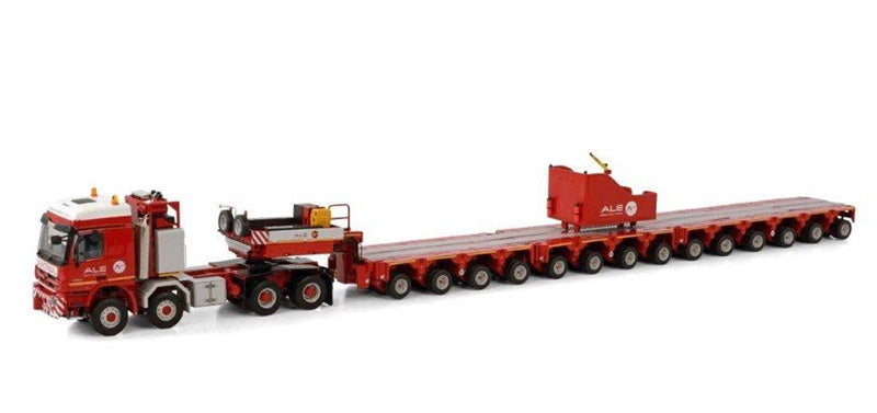 MAMMOET ALE MB ACTROS 8X8 WITH BALLASTBOX + 14 AXLE SCHEUERLE SET 1:50 DIECAST Truck Lorry