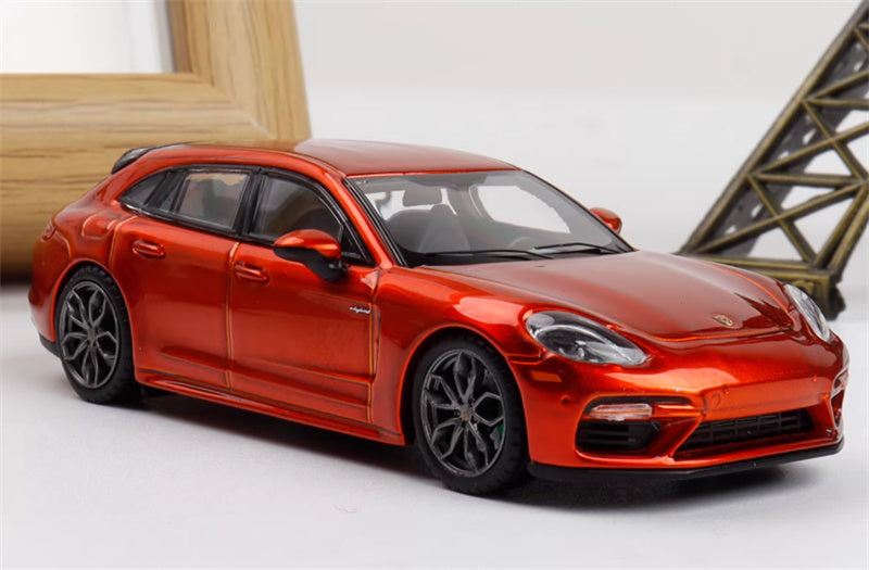 Liberty 64 Porsche Panamera Turbo S Flame Orange w/ Figure and wheels 1:64 Car Pre-built Airliner Model Display view1