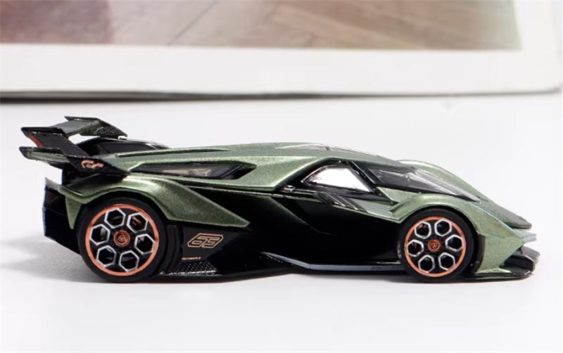 LeManFang Lamborghini V12 Vision VGT Concept Car Metal Green 1:64 Car Pre-built Model view3