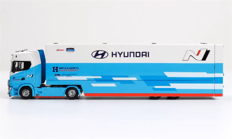 Max well Scania #S730 double-decker transport vehicle Blue white modern coating 1:64 Truck Pre-built Airliner Model Display view3