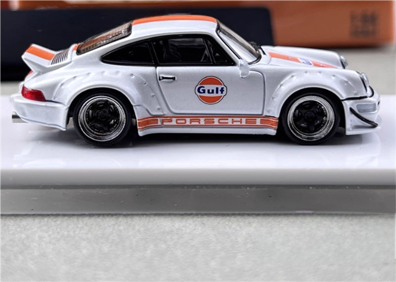 FAST & SPEED Porsche RWB 964 Duck Wing White - Gulf Limited Edition 499PCS ONLY 1:64 Car Pre-built Model view3