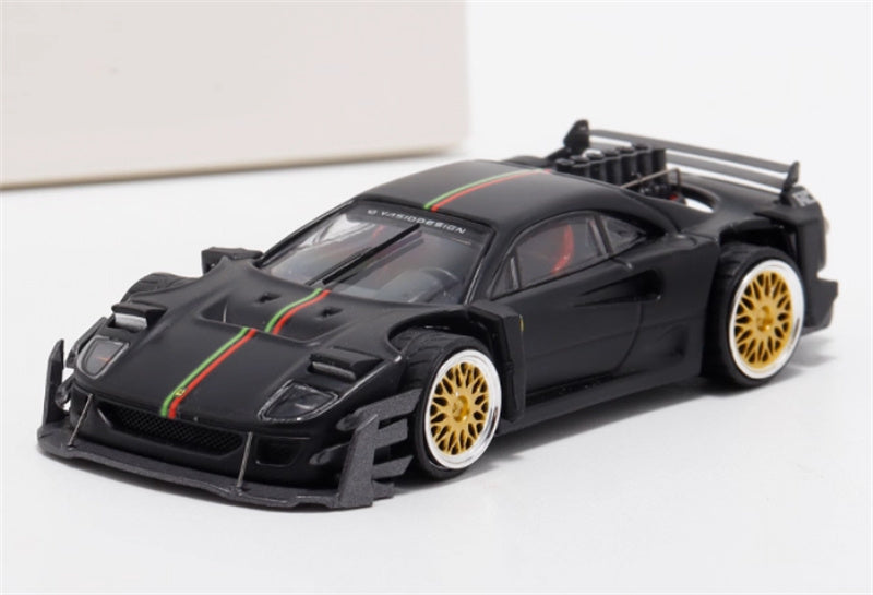 Autobots Models Ferrari F40 Yasid sports car Explosive redesign Black - Gold Wheel Italian Stripes 1:64 Car Pre-built Model view7