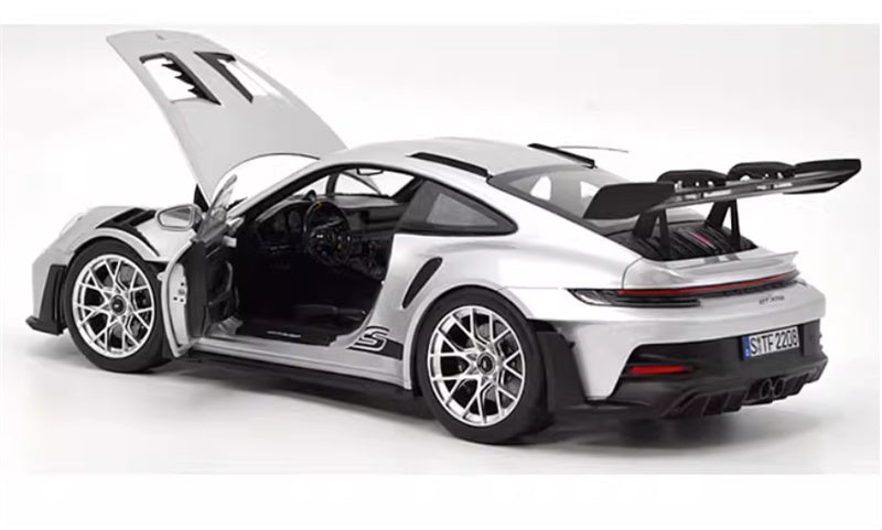 NOREV 2022 Porsche 911 GT3 RS GT Coupe Silver Silver top cover 1:18 Car Pre-built Model view9