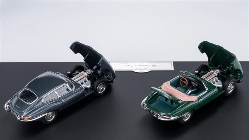 GFCC 1961 HEC Jaguar E-Type Roadster Convertible Green & Gray Dual car set Limited Edition 499PCS ONLY LHD 1:64 car Pre-built Model view4