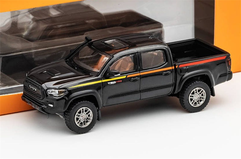 GCD TOYOTA Tacoma TRD PRO Pickup Black with Stripes LHD 1:64 Truck Pre-built Model view4