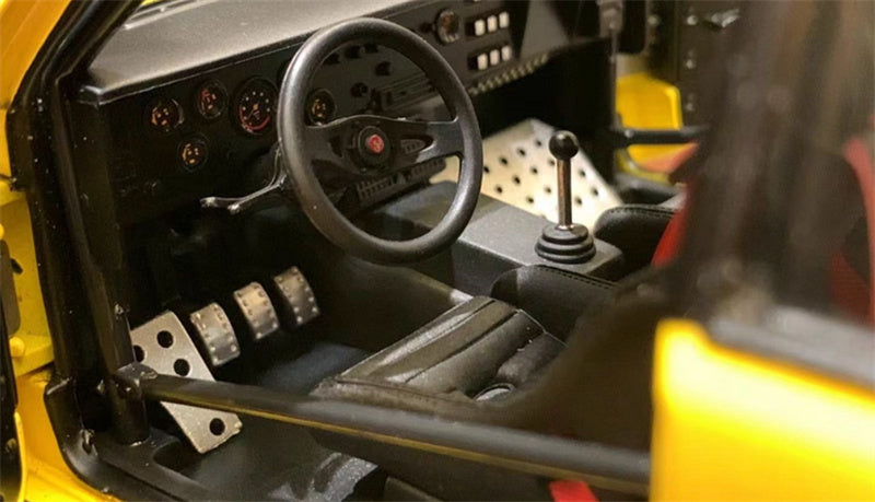 Kyosho Fiat 131 Abarth Wide tire yellow 1:18 Car Pre-built Model view8