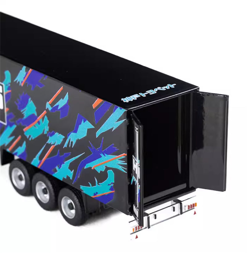 TIMEMICRO Scania Container Truck HKS w/ BMW M4 Car w/ VW Beetle Car w/ 2 Figures 1:64 Car Pre-built Model view7