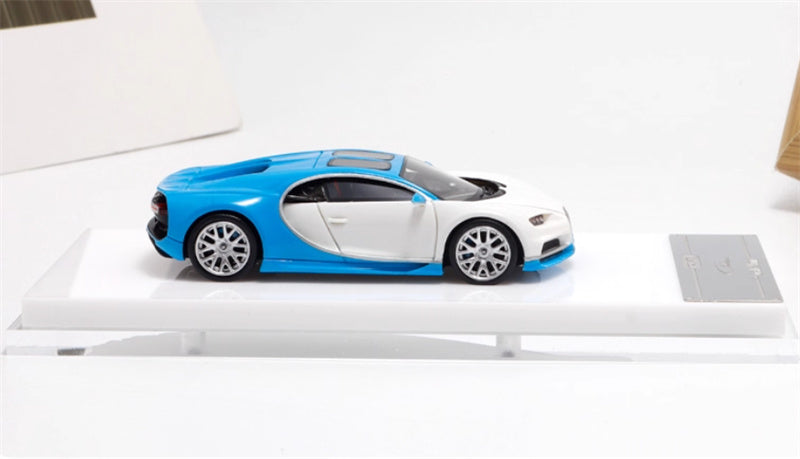 ScaleMini Bugatti Chiron Supercar blue-white Limited Edition 1:64 Car Pre-built Model view3