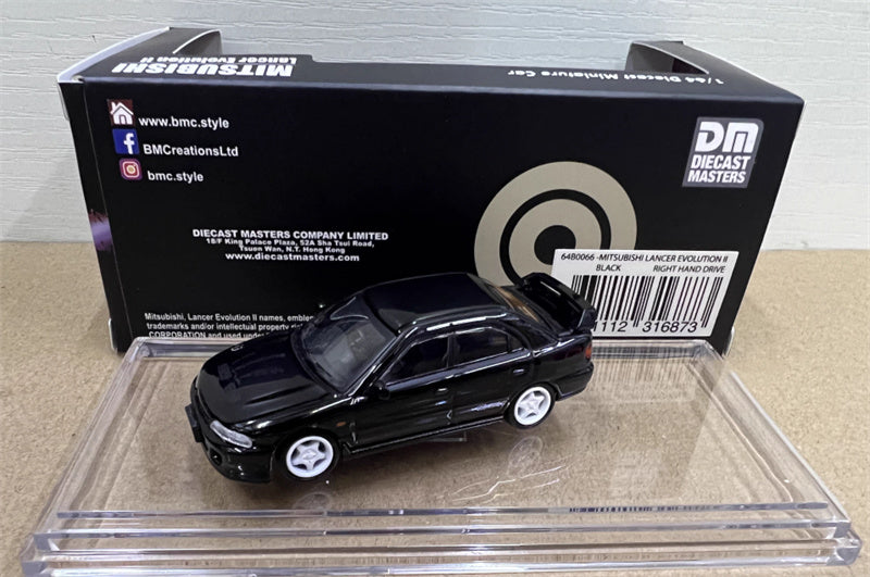 BM Creations MITSUBISHI LANCER EVO II RIGHT HAND DRIVE Black 1:64 Car Pre-built Model