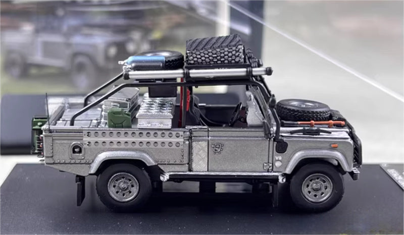 SW Land Rover Defender 110 Silver Grey Clean Edition Limited Edition 999PCS ONLY 1:64 car Pre-built Model view4