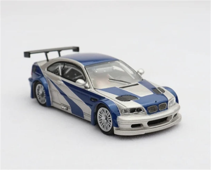 1:64 BMW M3 E46 GTR Silver with Blue Stripes Ghost Playe DIECAST Limited Edition 999pcs ONLY Model