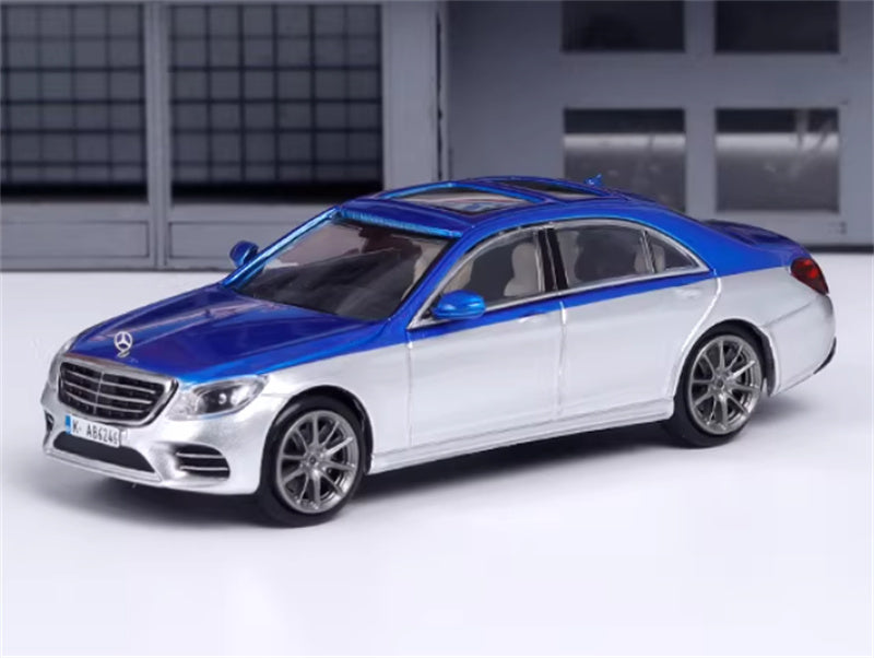Master Mercedes Benz S-Class S450 W222 Blue silver dual color 1:64 Car Pre-built Airliner Model Display view1