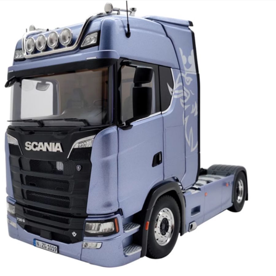 NZG SCANIA 730S Blue V8 transport vehicle + double-layer trailer 1:18 DIECAST Truck Lorry