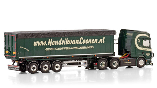 WSI  SCANIA R HIGHLINE CR20H 6X2 TAG AXLE TIPPER VOLUME TRAILER - 3 AXLE Hendrik van Loenen 1:50 DIECAST Truck Lorry