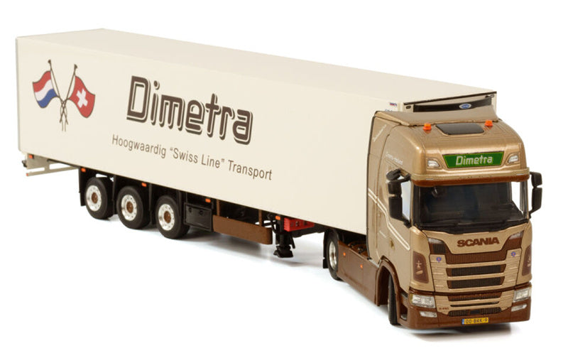WSI SCANIA S HIGHLINE CS20H 4X2 REEFER TRAILER - 3 AXLE Dimetra 1:50 Truck Pre-built Model