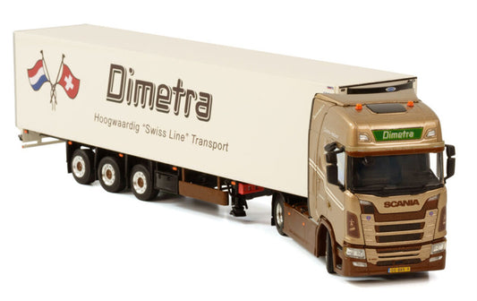 WSI SCANIA S HIGHLINE CS20H 4X2 REEFER TRAILER - 3 AXLE Dimetra 1:50 Truck Pre-built Model