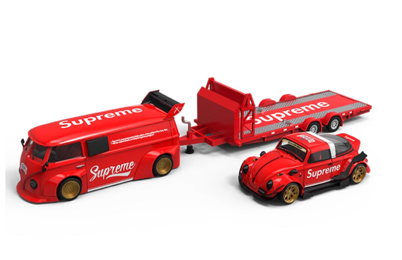BSC Supreme Volkswagen Bus w/ RWB Beetle w/ Trailer Package Limited Edition 499PCS ONLY 1:64 Car Pre-built Model view1