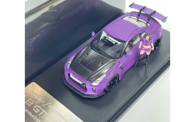 1:64 Nissan GTR R35 LB   mymodelcollect Matte purple carbon cover w/ Figure Limited Edition 999PCS ONLY DIECAST Model