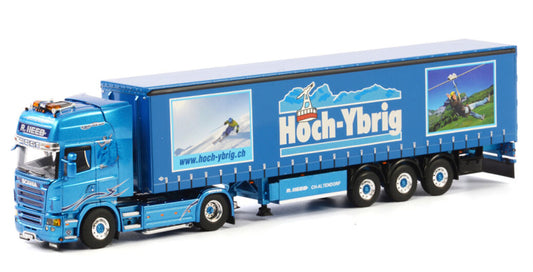 WSI SCANIA R5 TOPLINE 4x2 CURTAIN SIDE / TAUTLINER TRAILER - 3 AXLE Heeb Hoch-Ybrig 1:50 Truck Pre-built Model