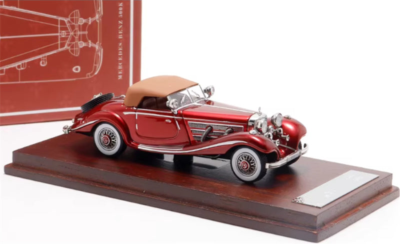 Liberty 64 Mercedes Benz 500K Classic Vintage Car Bordeaux red - with top cover 1:64 Car Pre-built Airliner Model Display view5