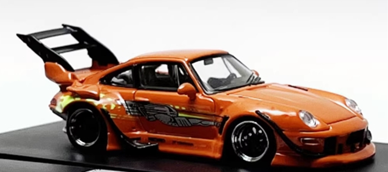 1:64 Porsche 911 RWB 993 Orange SW DIECAST High Wing Model