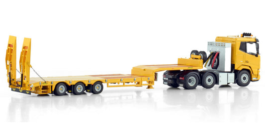 1:50 WSI DAF XF SL 6X2 TWIN STEER SEMI LOW LOADER WITH RAMPS