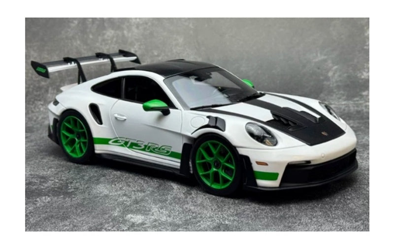 1:18 Porsche 911 992 GT3 RS  White - Carbon Cover - Green Wheel NOREV   DIECAST Model