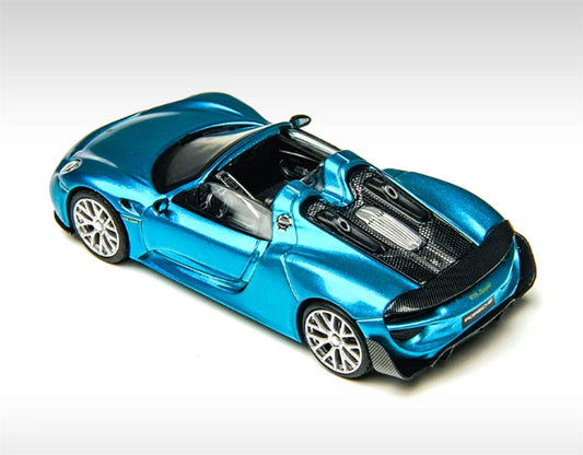 TimeMicro Porsche 918 Spyder roadster Metal Blue 1:64 car Pre-built Model view2