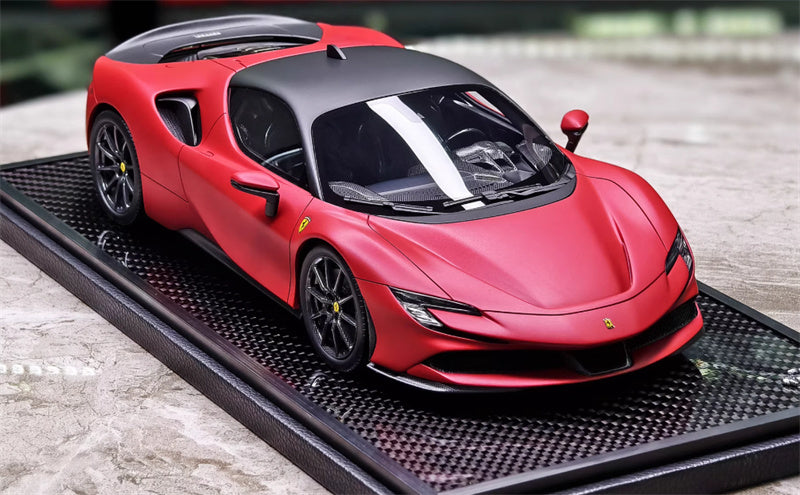 BBR MODELS Ferrari SF90 Stradale Pack Fiorano Rosso F1-75 Matte Red Carbon fiber base Limited Edition 18PCS ONLY 1:18 Car Pre-built Model view4