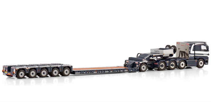 WSI  VOLVO FM4 SLEEPER CAB 8X4 LOW LOADER PENDEL X WITH 1 AXLE DOLLY - 5 AXLE Kandt B.V. 1:50 Truck Pre-built Model